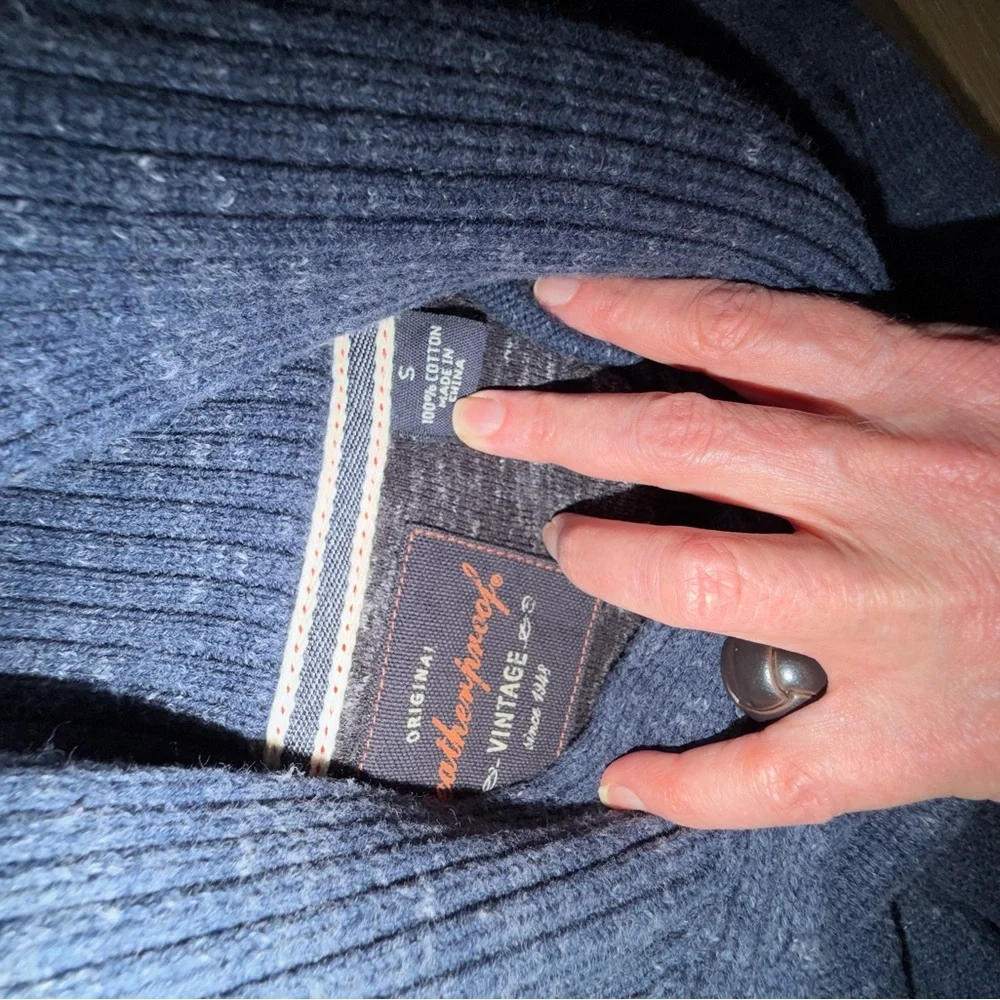 Vintage weatherproof Men's Deep Blue Shawl Collar Sweater